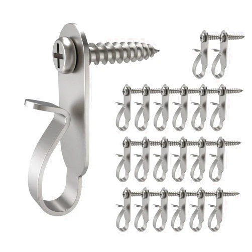 Elrswy Light Hanger Hooks,Screw Hooks for Hanging Christmas Light,Light Wire and Led Fairy Led Light Clips,Stainless Steel,40 Pack