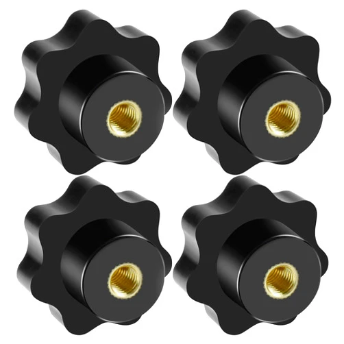 Aifeier ET 4 Pcs M8 Knurled Thread Clamping Knob, Plum 7 Star Knob Shaped Hand Grips Screw-On Type Thru Threaded Knob Nuts