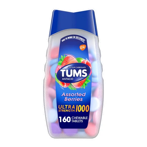 TUMS Ultra Strength Chewable Antacid Tablets for Heartburn Relief and Acid Indigestion Relief, Assorted Berries - 160 Count