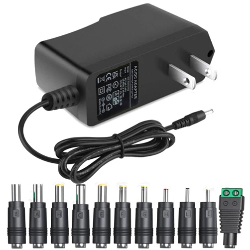 GuanTing DC12V Power Supply 1A 12V AC Adapter with 11 Changeable DC Plug Tips AC100-240V to DC12V 1000mA 800mA 600mA 500mA 400mA 200mA 100mA Charger Replacement 6FT