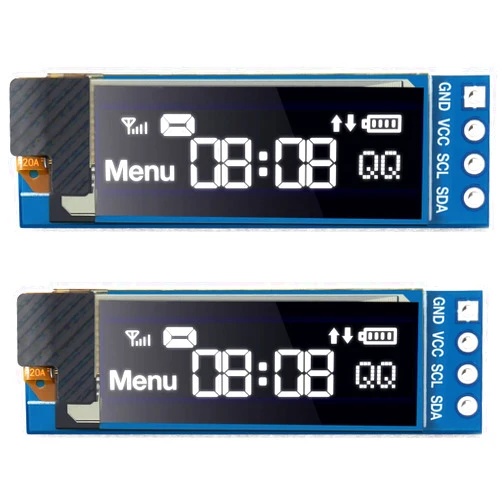 Frienda 2 Pieces I2C Display Module 0.91 Inch I2C OLED Display Module Blue I2C OLED Screen Driver DC 3.3V - 5V(White Light)