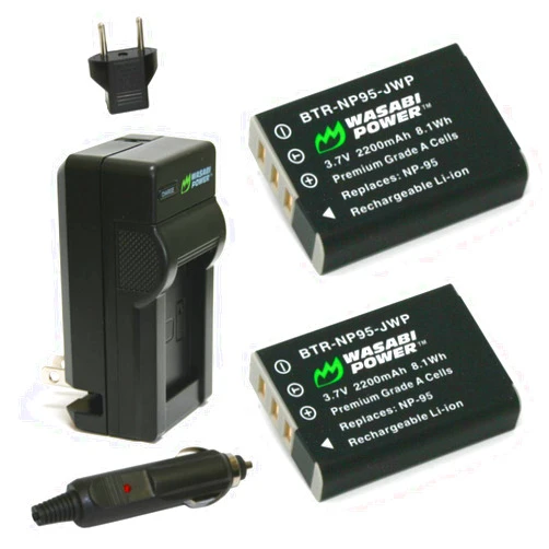 Wasabi Power Battery (2-Pack) and Charger for Fujifilm NP-95 and Fuji FinePix REAL 3D W1, X100, X100S, X-S1