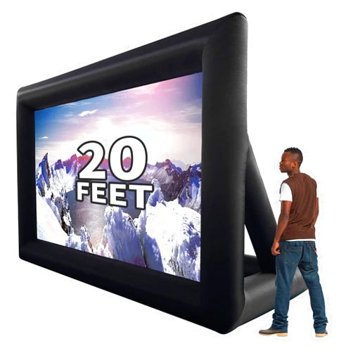 GYUEM 20 feet Inflatable Portable Projector Movie Screen - Huge Air-Blown Cinema Projection Screen Package with Rope, Blower,Tent Stakes - Front & Rear Projection,for Outdoor Party Backyard Pool Fun