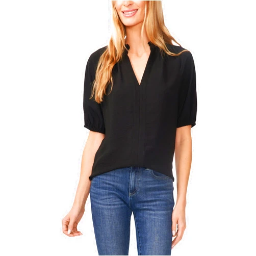 CeCe Women's Ruffle Neck Raglan Split Seam Blouse