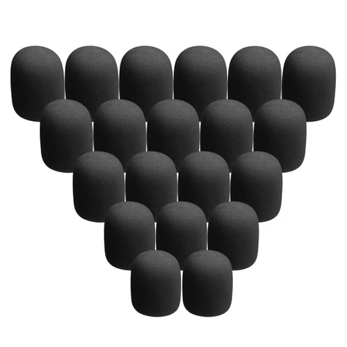 Tirron 20Pcs Microphone Foam Covers Thick Handheld Stage Microphone Windscreen Reusable Mic Foam Filter Covers for Most Microphone (Black)