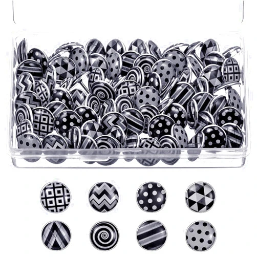TecUnite Creative Fashion Push Pins Decorative Thumbtacks for Wall Maps, Photos, Bulletin Board or Cork Boards, 8 Different Patterns, 80 Pieces (Gray)