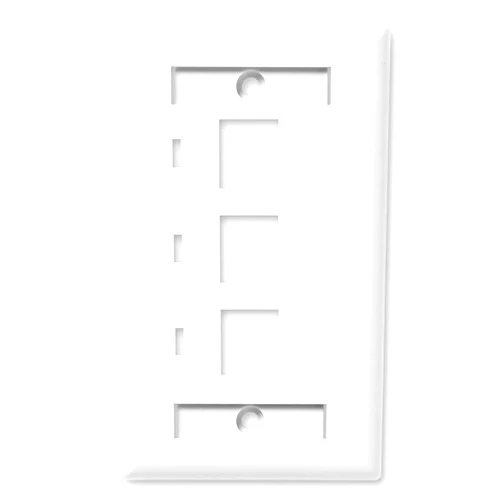 NavePoint Keystone Jack Wall Plate 3-Port, Low Profile, Single Gang, White, 10-Pack
