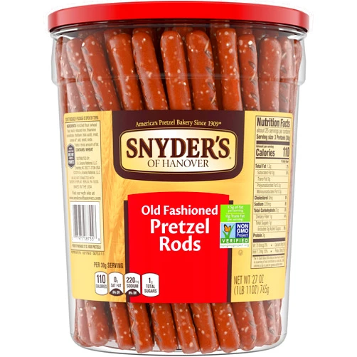 Snyder's of Hanover, Old Fashioned Pretzel Rods, 27 Oz Canister