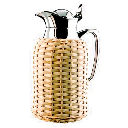 Alfi Opal 1-Liter Carafe, Chrome Plated Brass with Wicker Work Beige