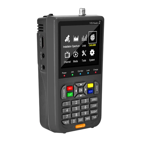 Generic V8 Finder2 Satellite Finder, DVB-S/S2/S2X FTA Signal Receiver, Digital Satellite Signal Meter, Sat Dish TV Signal Strength Meter with LCD Screen & Backpack