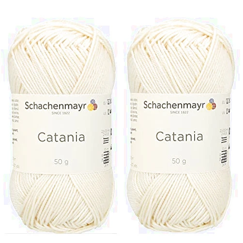 Generic [ Set of 2 Skeins ] SMC Catania Originals 100% Mercerized Cotton Yarn, Total 3.52 Oz. Each 1.76 Oz (50g) / 136 Yrds (125 m) Amigurumi Yarn Fine-Sport 2 (130 Cream)