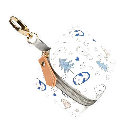 Kisangel Mummy Bag That Can Be Hung Pu Pacifier Holder Case Stroller Purse Charm Keychain Bag Pacifier Container Teether Bag Baby Milk Bottle Pacifier Bag Portable Packing Box Travel Peva