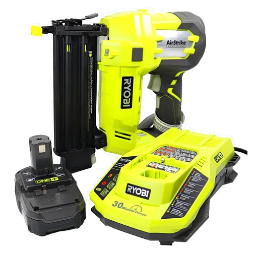 Ryobi 3 Piece 18V One+ Airstrike Brad Nailer Kit (Includes: 1 x P320 Brad Nailer, 1 x P102 2AH 18V Battery, 1 x P117 IntelliPort Dual Chemistry Battery Charger)