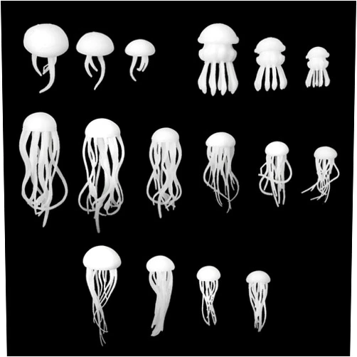 Sumind 16 Pieces Jellyfish Resin Filler, Handmade Plastic Small Jellyfish Epoxy Ocean Modeling DIY Craft Resin Jewelry Making Supplies,10 Pieces Long Beard and 6 Pieces Short Beard, 4 Different Style