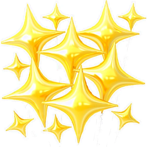 Adorely Gold Star Balloons,12Pcs Four Angle Star Foil Balloons,26Inch and 10Inch Gold Quadrangle Star Helium Mylar Balloons for Birthday Anniversary Baby Shower Wedding Party Decorations
