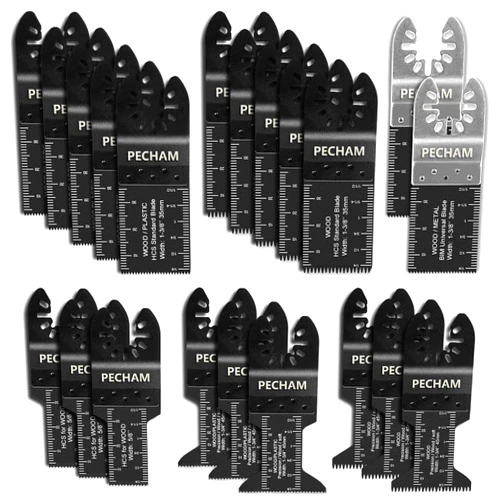 PECHAM 21PCS Universal Wood Metal Oscillating Multitool Quick Release Saw Blades Fit Porter Cable Black & Decker Rockwell Ridgid Ryobi Milwaukee DeWalt Chicago Craftsman