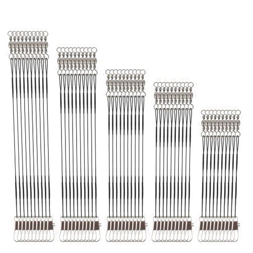 Giantree 50 Pcs Fishing Leaders, Stainless Steel Fishing Leaders with snap and Swivel, Anti-bite Stainless Steel Wire Leaders Fishing Leader Line for Fishing Rigs Saltwater and Freshwater