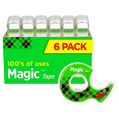 ABPS PACKING SOLUTIONS Scotch Magic Tape, Invisible, Home Office Supplies, 3/4 Inch X 300 Inches, 6 Rolls with 6 Dispensers