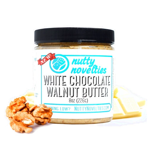 Nutty Novelties White Chocolate Walnut Butter - High Protein, Sweet Walnut Butter - All-Natural, Light Walnut Butter Free of Cholesterol & Preservatives - Pure Walnut Butter - 8 Ounces