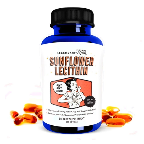 Legendairy Milk Sunflower Lecithin, 1200mg Organic Sunflower Lecithin Supplement for Clogged Milk Ducts, Made in USA, 200 Softgels