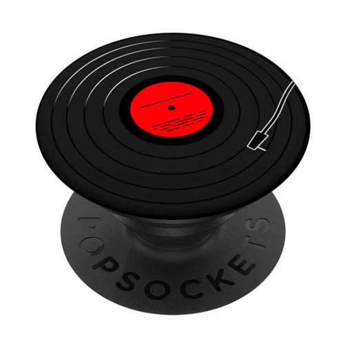 Music Lovers Phone Accessory Designs Retro Vinyl Album Record Player LP Art Red Design PopSockets Adhesive PopGrip