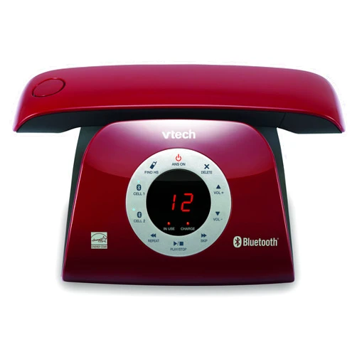VTECH VS122-16 Retro-Design Cordless Phone: Bluetooth Connect to Cell, Call Blocker, Answering System, Full-Duplex Speakerphone