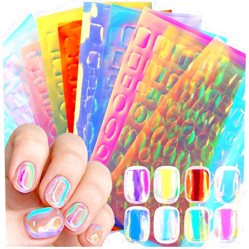 Dornail 11 Sheets Aurora Nail Foil Broken Glass Paper Nail Film Holographic Nail Stickers Laser Nail Decals DIY Nail Art Decoration for Women Girls