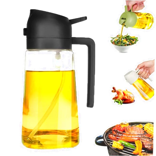 Vylxtyp 2 In 1 Oil Dispenser And Oil Sprayer, Oil Dispenser for Kitchen Spray, Oil Sprayer for Cooking, Cooking Oil Spray Dispenser Bottle, Oil Dispenser and Sprayer for Kitchen (Black), TQ-967