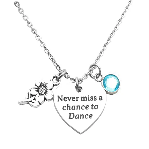 Eilygen Dancer Gift Dance Women Necklace Never Miss a Chance to Dance Stainless Steel Necklace