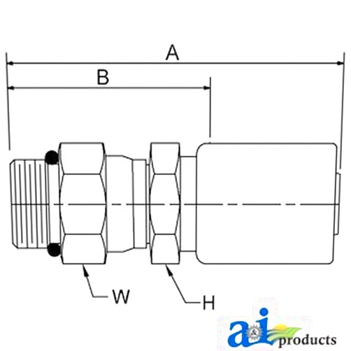 AI Products HC-MBX Male Boss O-Ring Swivel Part No: A-MBX-04-05