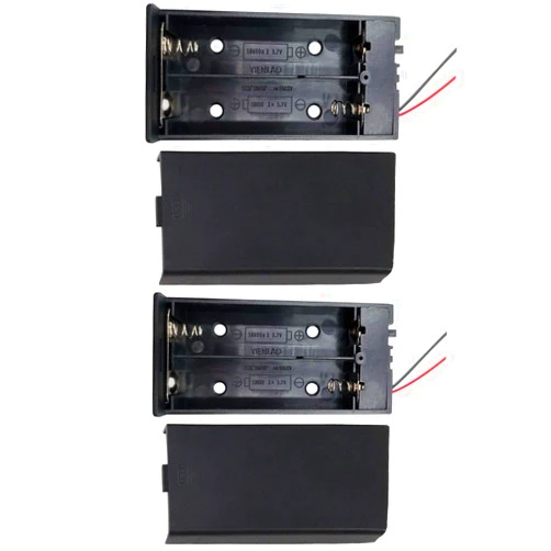KINMAX 2 Pcs 2AA Battery Holder Case Box Wire Leads On/Off Switch with Cover,Plastic Battery Storage Box