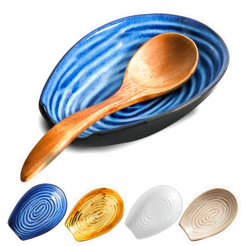 Tikooere Spoon Holder, Farmhouse Ceramic Spoon Rest for Stove Top, Cooking and Coffee Spoon Rest for Kitchen, Porcelain Spoon Holder Spatula Holder Utensil Rest (Blue)