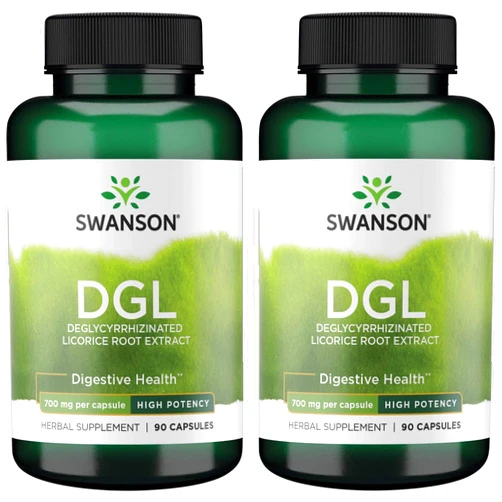 Swanson High Potency DGL (Licorice) - Herbal Supplement Promoting Digestive Health & GI Tract Support - Natural Stomach Soother Made with Licorice Root Extract - (90 Capsules, 750mg Each) 2 Pack