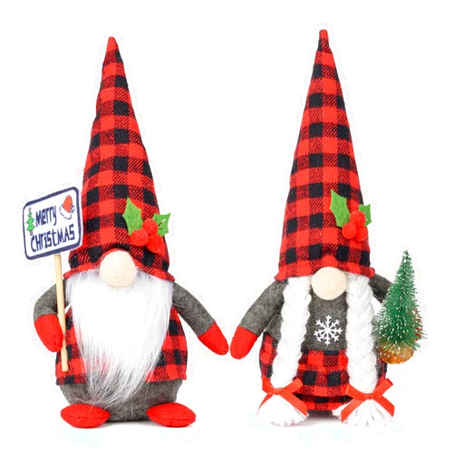 D-FantiX 2Pack Christmas Gnomes Plush with Christmas Sign and Xmas Tree, Handmade Swedish Tomte Santa Scandinavian Figurine Nordic Plush Elf Doll Gnome Christmas Decorations Ornaments Home Decor
