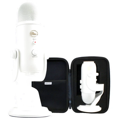 Certified Brands Logitech for Creators Blue Yeti USB Microphone for PC, Podcast, Gaming, Streaming - 4 Pickup Pattern, Plug and Play Condenser Computer Mic, Whiteout with Signature Series EVA Waterproof Travel Case