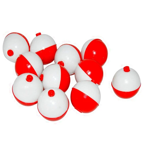 ZS 50Pcs Fishing Bobbers Floats,1 inch Hard ABS Bobber for Fishing Snap-on Round Fishing Floats Red and White Fishing Bobbers Bobs Fishing Party Decorations
