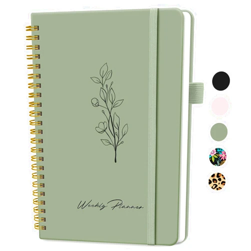 Taja Undated Weekly Planner, Weekly To Do List Notebook with Goal & Habit Tracker Organizer, A5 Weekly Planner Notebook with Spiral Binding, 6.1