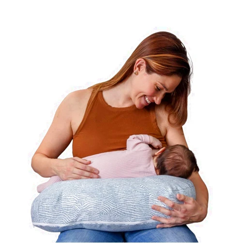 Boppy Nursing Pillow - Ergonomic Bottle & Breastfeeding Pillow with High, Firm, Large Area, Water-Repellent Cushion with Washable Cover; Baby Safety Alliance Verified - Blue Speckled Current