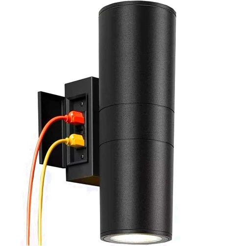 KIZON Outdoor Wall Light with Outlet, Black (Model 1, 1)