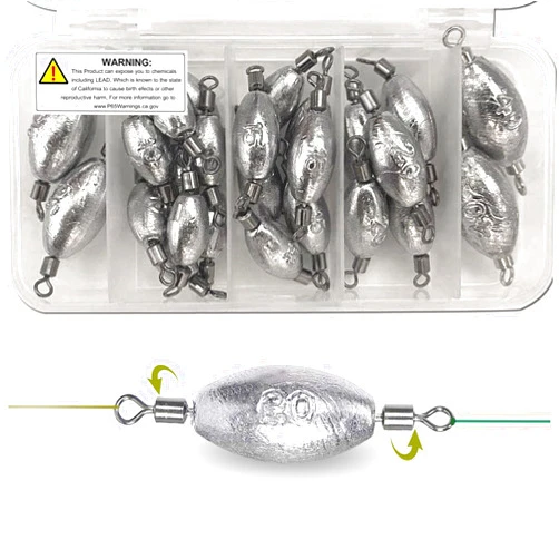 TaoTaoChong Trolling Fishing Wights with Swivels Inline Egg Sinker Assortment for Saltwater Fishing,Heavy