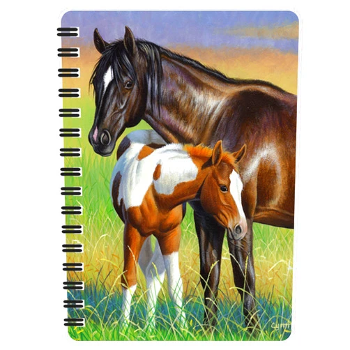 3D LiveLife Jotter - Mare & Foal from Deluxebase. Lenticular 3D Horse 6x4 Spiral Notebook with plain recycled paper pages. Artwork licensed from renowned artist Cynthie Fisher