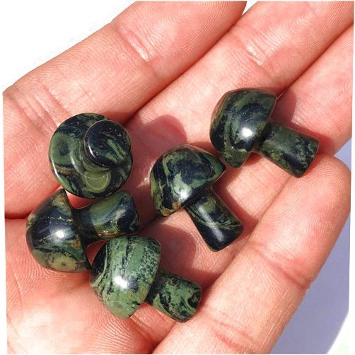 Anlingem 20mm 5pcs Kambaba Quartz Crystal Mushroom skul Sculpture Hand Carved Gemstone Statue Figurine Collectible Healing Reiki (Kambaba Mushroom) AL-KM5