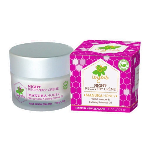 IVYEES Night Recovery Crème 1.76 Oz With Manuka Honey and Lavender To Hydrate and Rejuvenate Skin while your Rest, Paraben and Mineral Oil Free
