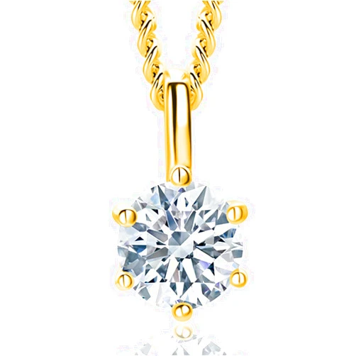 Orovi 18K Gold Plated/ 925 Sterling Silver Necklace for Women with Moissanite Lab Diamond 0.50ct 6-Prong Pendant Necklace and Hypoallergenic Chain 17.7 ″ Long, Woman's Jewelry Delivered in Jewelry Box