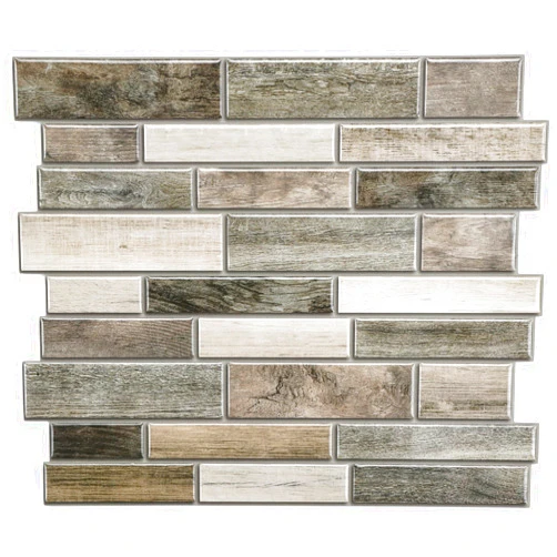 INTERSMART DECOR Peel and Stick Kitchen Backsplash,8 Sheets Self-Adhesive Stick On Tile Backsplash for Kitchen/Bathroom,3D Marble Look Design Decorative Tiles 12''X10''/Wood Brown