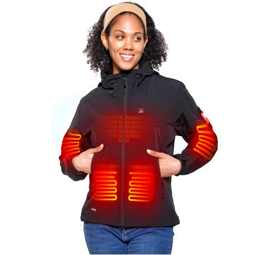 DEWBU Heated Jacket for Women with 12V Battery Pack Winter Outdoor Soft Shell Electric Heating Coat