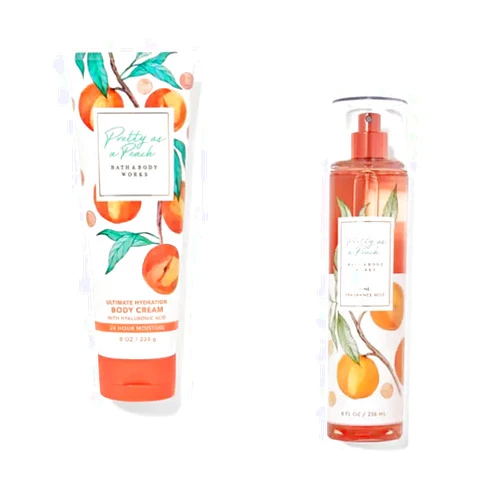 Bath & Body Works ~ Signature Collection ~ Pretty as a Peach~ Gift Set~ Fine Fragrance Mist & Ultra Shea Body Cream