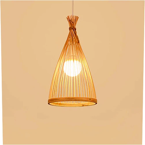 FMNV Bamboo Hanging Light Retro Ceiling Hanging Lamp Hand-Woven Bamboo Pendant Light Decorative Lighting Hanging Light, for Restaurant Tea Room Bedroom Living Room
