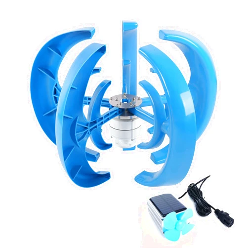 WANGYONGQI 12000W Wind Solar Hybrid System 5 Blades Controller Lantern Vertical Axis Wind Turbine Generator Motor Kit for Home Windmill Use