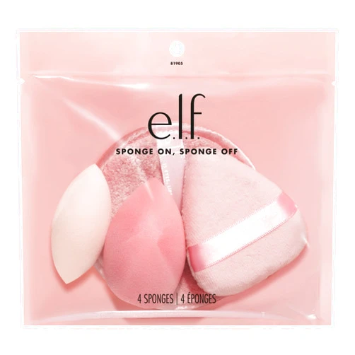 e.l.f. Sponge On, Sponge Off Kit, Four-Piece Makeup Sponge Set For Flawlessly Applying, Blending & Removing Face Makeup, Vegan & Cruelty-Free